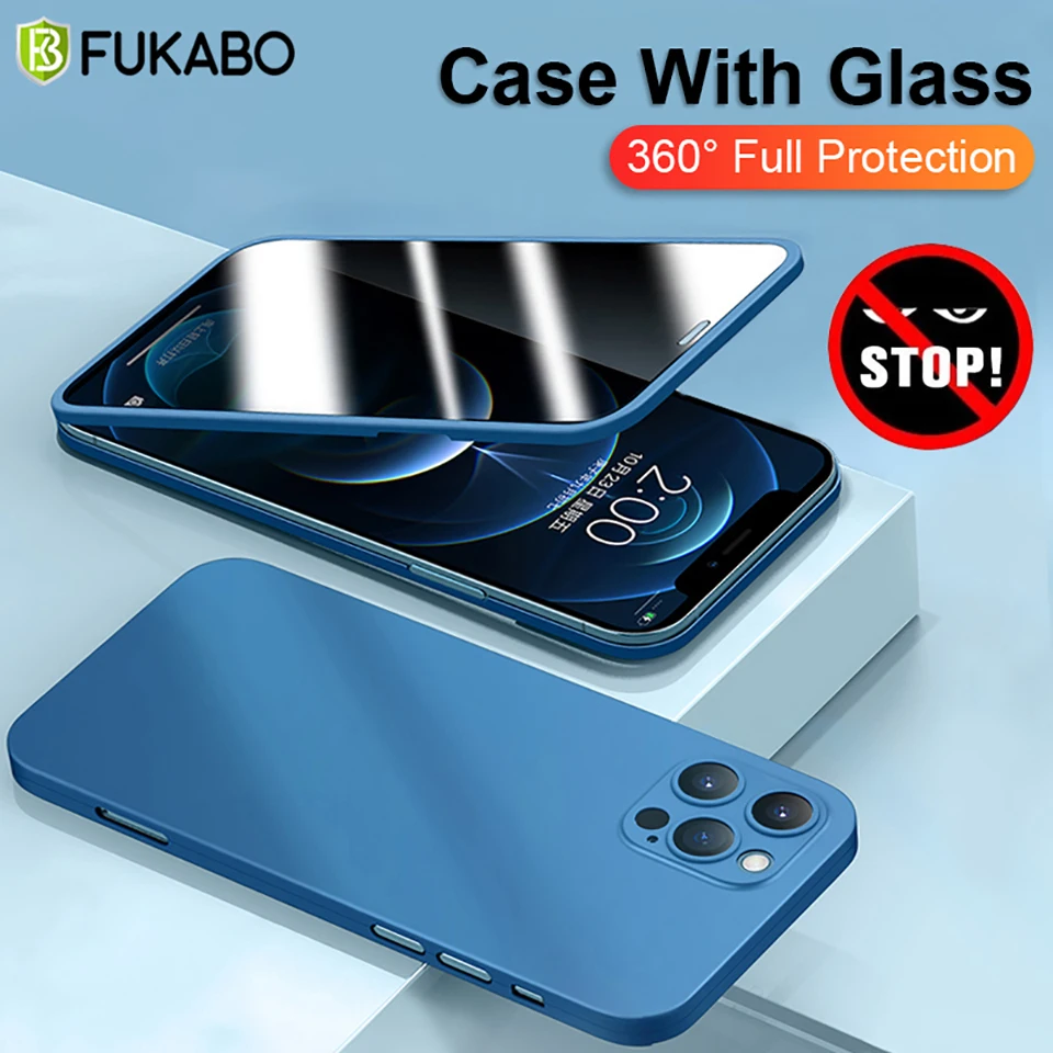 iphone 12 case 360 Full Cover Protection Case For iPhone 12 13 Pro Max Privacy Screen Protector 12 13 Mini Tempered Glass Camara Lens Protector clear iphone 12 case