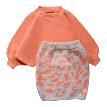 

Boutique kids clothing Girls knitted clothing sets Sweater pullover+skirts suit 2020 Spring Autumn knit outfits set 2 to 10 year