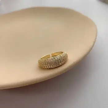 

DI-207 Korea Hot Sale Fashion Jewelry Exquisite Luxury Copper Inlaid Zircon Simple Circular Opening Adjustable Female Index Fing