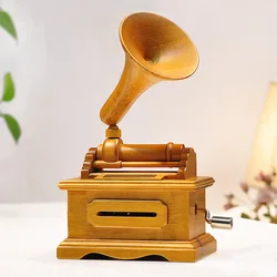 Phonograph Music Box Retro Music Box Built‑in Movement with Happy Birthday Song and Self‑Pro Music Paper Tape for Birthdays