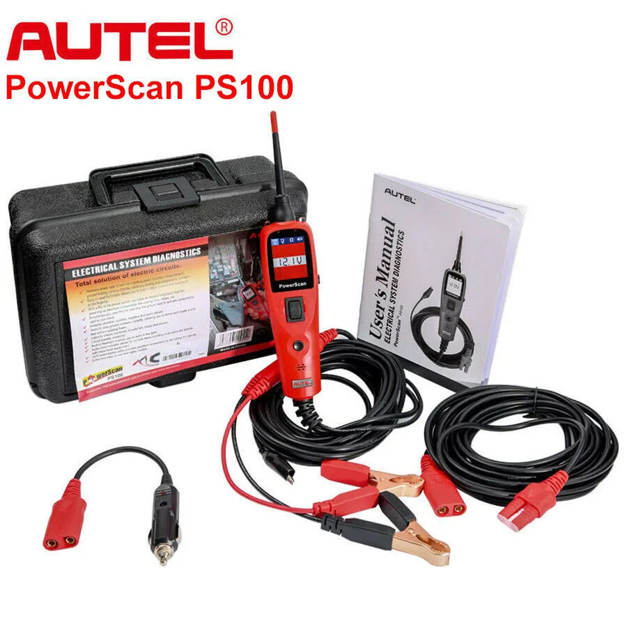 Ferramenta de Diagnóstico de Sistema Elétrico Autel PowerScan PS100, Testador de Circuito Elétrico AVOmeter para Diagnósticos de 12-24V
