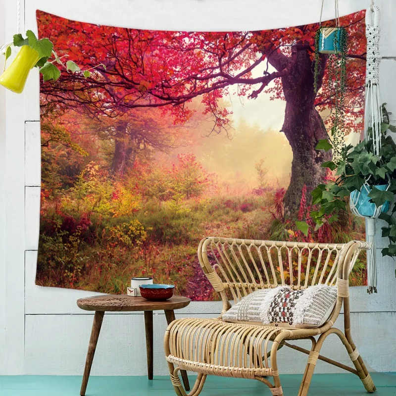 

Psychedelic Forest Trees and Stars Tapestry Starry Sky Fabric Wall Hanging Decor Polyester Curtains Plus Table Cover Yoga