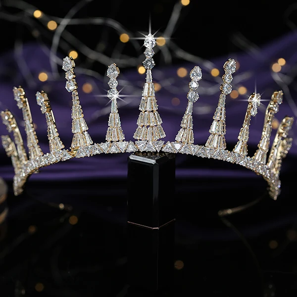 gold Тиары и короны HADIYANA, женские свадебные аксессуары для волос, модные вечерние украшения для волос, циркониевые украшения BC5578 Corona Princesa - Окраска металла: gold