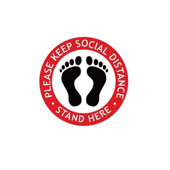 

10pcs Social Distancing Sticker Supermarkets PVC Queue Safety Crowd Control Protection Floor Sign Markers Self Adhesive