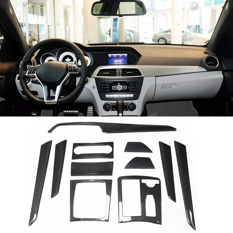 

Отделка салона автомобиля из настоящего углеродного волокна, наклейки для Mercedes benz C Class W204 C180 C200 C300 2007-2013, аксессуары