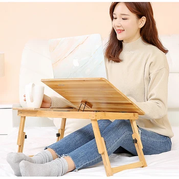 

Folding laptop table with fan adjustable computer desk study table Movable laptop stand for bed breakfast table office furniture
