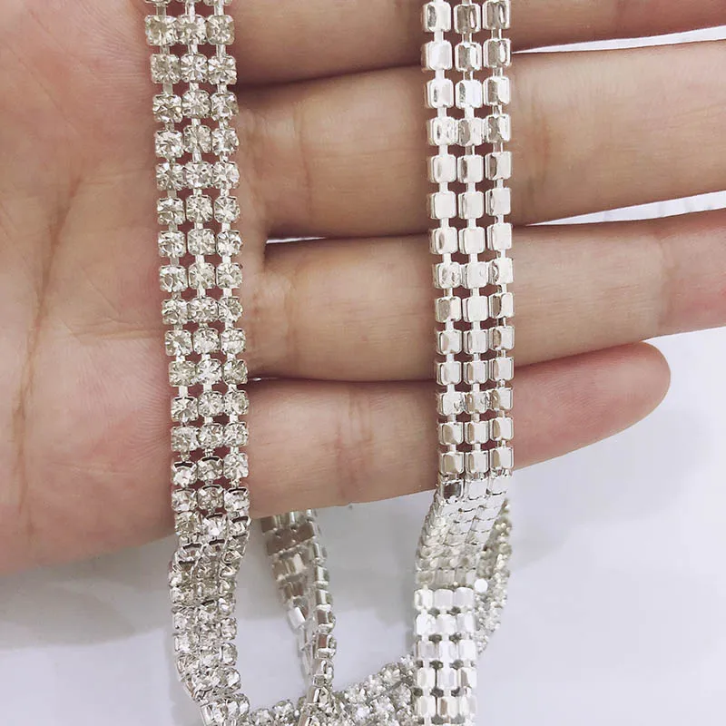 

1yard Clear Crystal Chain Encryption Bling Bling Rhinestone Chain For Diy Jewely Hairpin Making Clothes Material Accessories