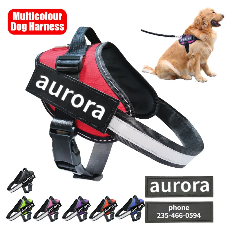 Arnés de mascota ajustable para perros, accesorio personalizado y transpirable, arnés tipo chaleco para perro pequeño y grande con parche personalizado