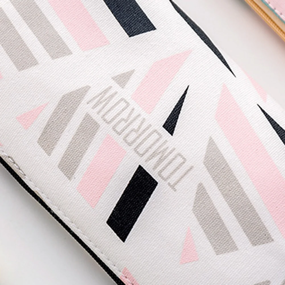 Durable Soft Lightweight Geometric English Letter Canvas Large capacity Pen Bag Pencil Case Stationery Storage Pouch