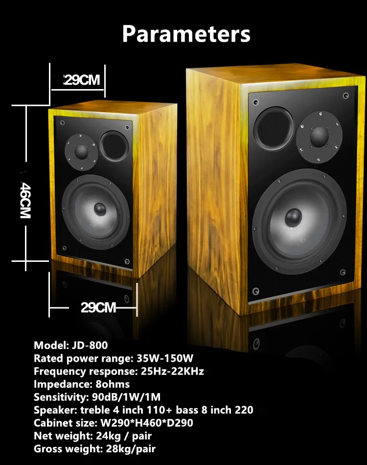 M-018 двухчастотный двойной звук 8 дюймов книжная полка динамик HIFI пара домашняя температура аудио пассивный бас