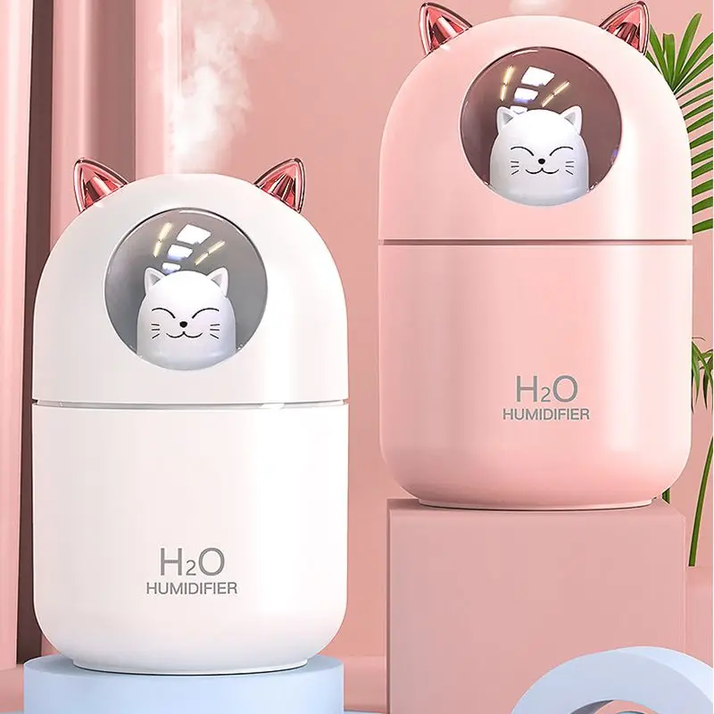 

Cute cat Air Humidifier Ultrasonic Mini 300 to 250 ml Aroma Essential Oil Diffuser Home Car USB Fogger Mist Maker LED Night Lamp