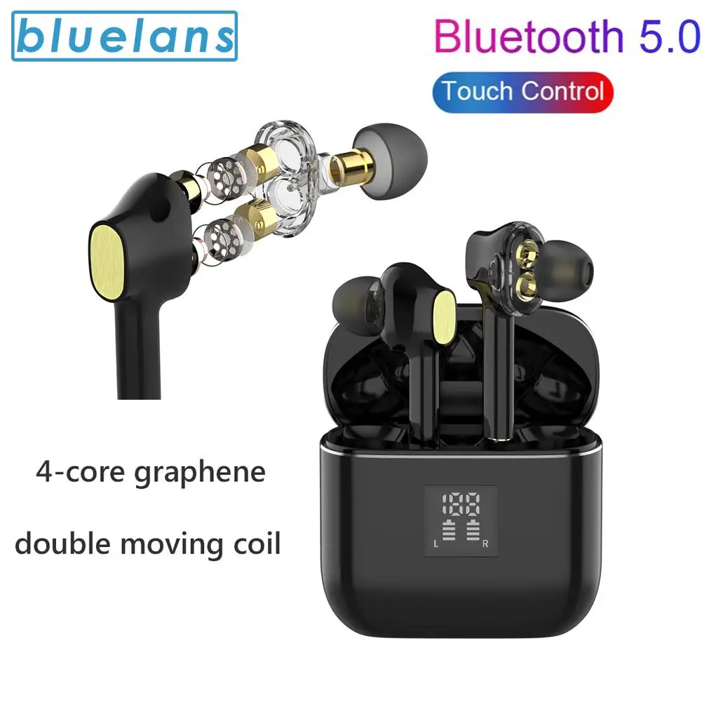T07 Wireless TWS Plus Bluetooth 5.0 In-Ear Noise Reduction Earphones Sports Double Drivers Dual Moving Coil Earbuds With Mic | Электроника