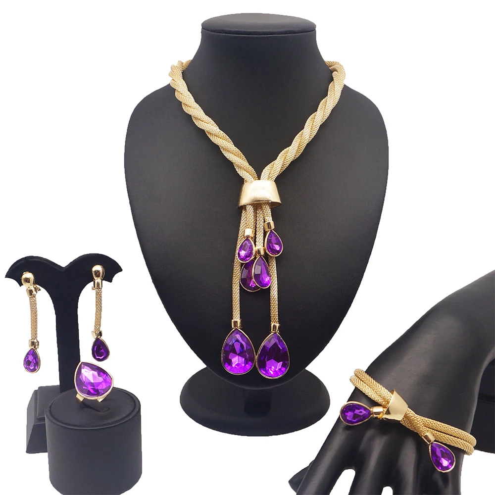 Fine jewelry Свадебные украшения в африканском стиле Большой ювелирные изделия наборы Настоящее покрытием золотом комплект ювелирных изделий