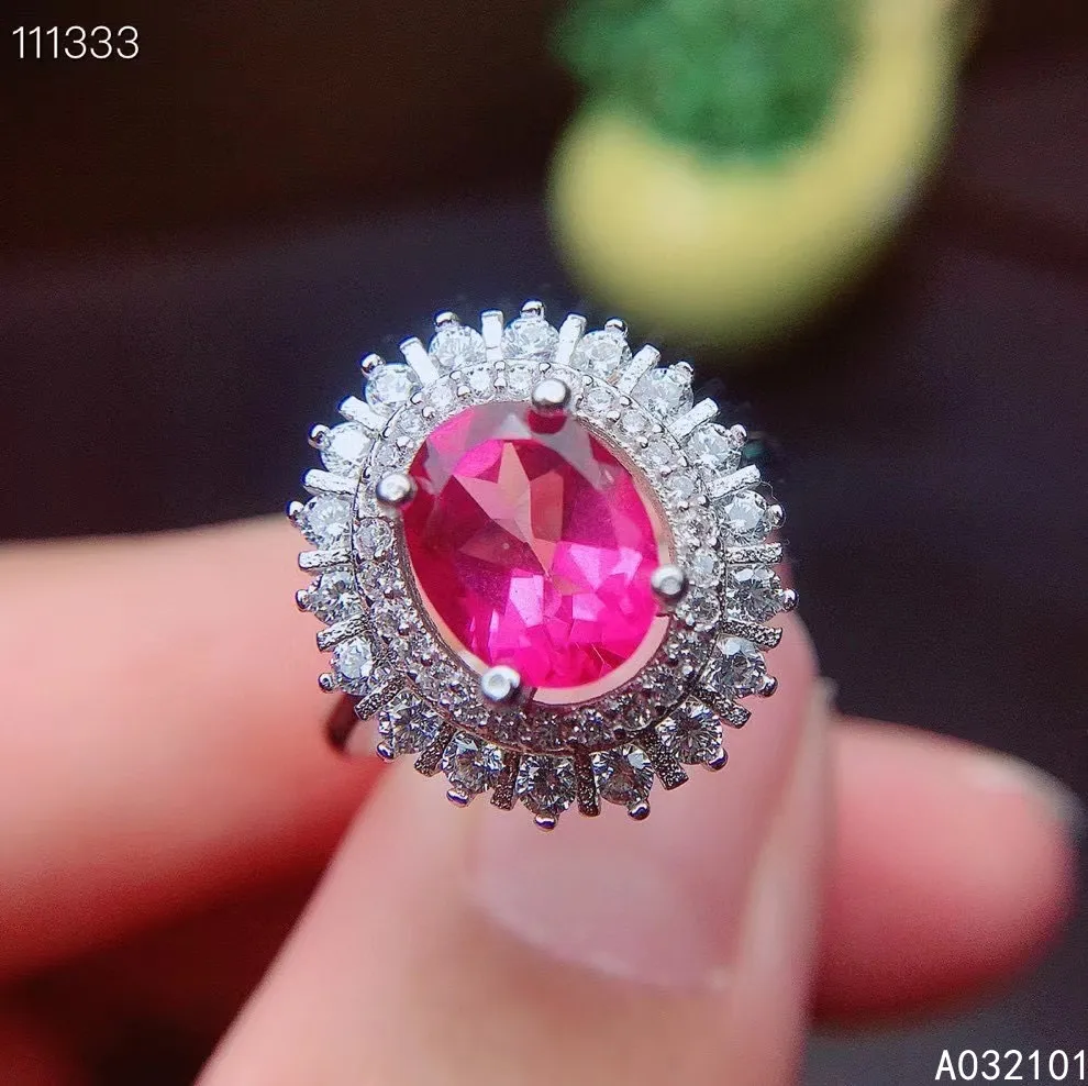 

KJJEAXCMY fine jewelry S925 sterling silver inlaid natural pink topaz new girl fashion gemstone ring support test Chinese style
