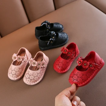 

2020 summer infant sandals breathable leather floral little princess baby girl's shoes in pink