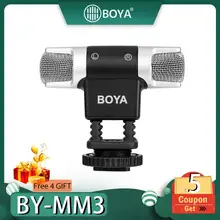 BOYA BY-MM3 двойной головкой стерео запись конденсаторный микрофон для iPhone 8 Android смартфон DSLR камера DV прямая трансляция видео