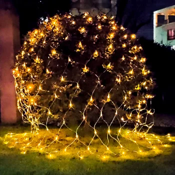 

Lawn Fairy With Remote Control Timer Solar Power Waterproof String Party Indoor Outdoor Garden LED Net Light Curtain Lamp