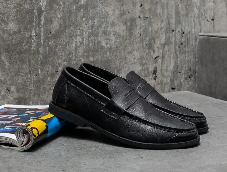 

Spring New model Genuine leather shoes Black 39-45 Slip-on men shoes