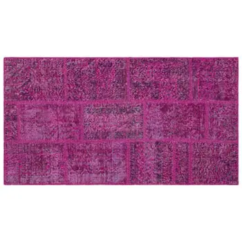 

Handmade Fuchsia Vintage Overdyed Patchwork Area Rug 080x150 Cm-2'7''X4'11''