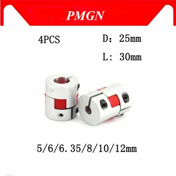 

High quality 4 PCS XB Coupler Aluminium Plum Flexible Shaft Coupling D25L30 Motor Connector Flexible Coupler 5/6/6.35/8/10/12 mm