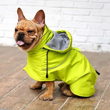 

Dog Raincoat Waterproof Nylon Cloth High Collar Raincoat Detachable Cap Adjustable Raincoat For Medium And Large Dogs