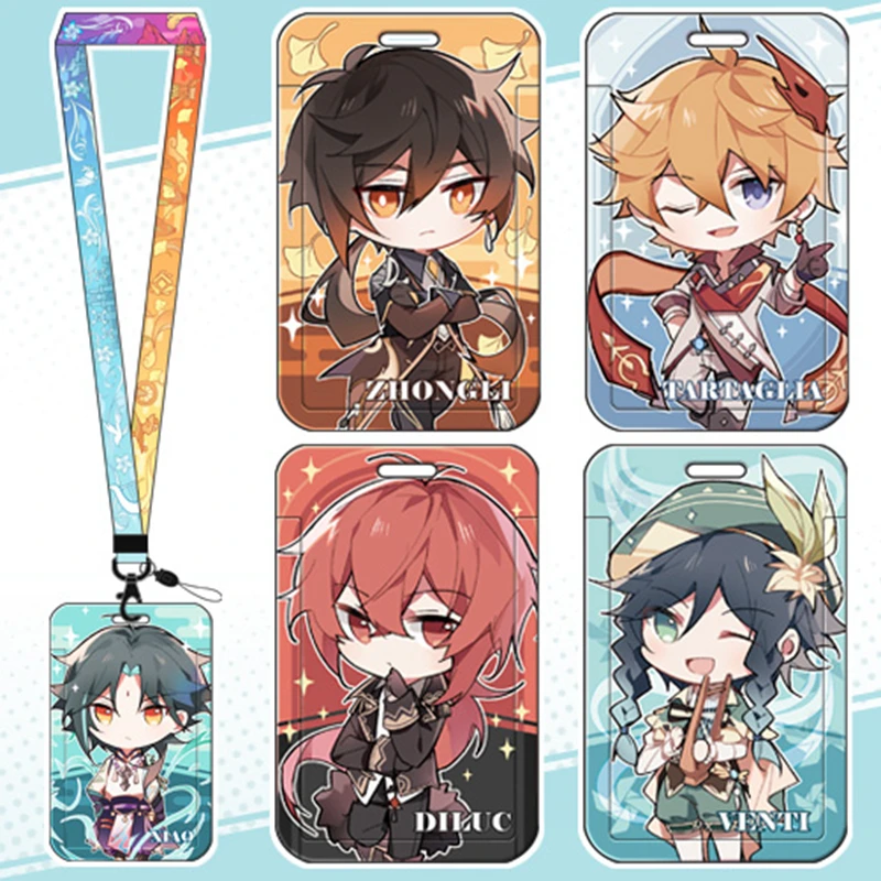 

Card-Cover Genshin Impact Game Cosplay Anime Accessories Bus ID IC Student Bank Card Decoration Keychain Mobile Phone Pendant