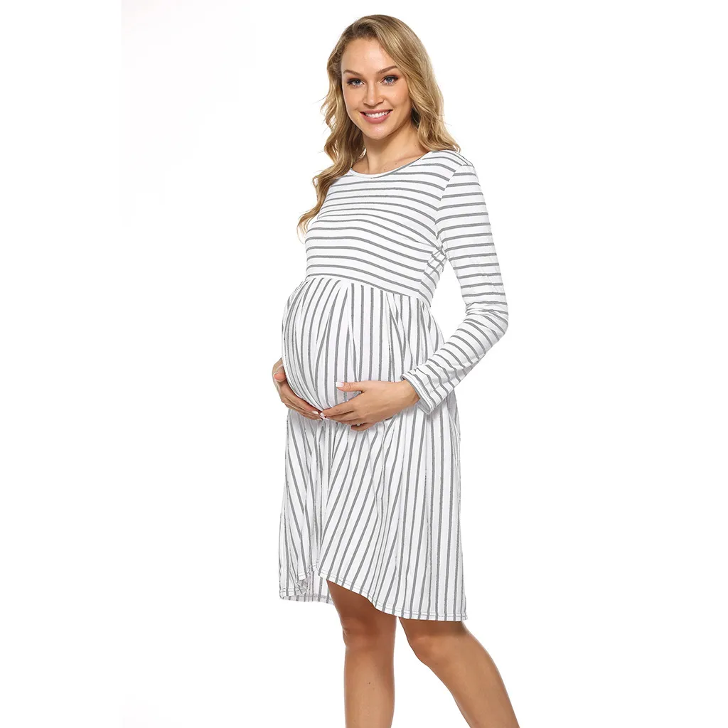 Платья для беременных женщин; зимняя одежда для беременных женщин; платья в полоску для беременных; платье для беременных; Wy4