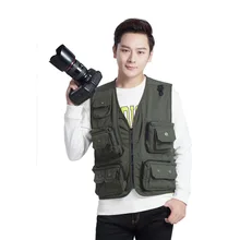 Холщовый жилет мужской рыболовный жилет фотографический Повседневный жилет без рукавов Открытый Мульти-Карманы Спецодежда жилет decontructab