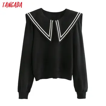 

Tangada 2020 vintage black strethy shirts long sleeve sweet blouse korean style ladies tops blusa 3L18