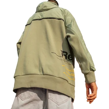 

2020 High Street Harajuku stitching guard clothing men's tide hood ins autumn tide brand men's simple wind couple swear jacket