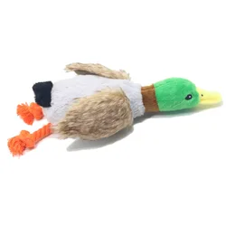 Adorable Plush Duck Squeaky Dog Chew Toy with Cleaning Rope (Rope styles)