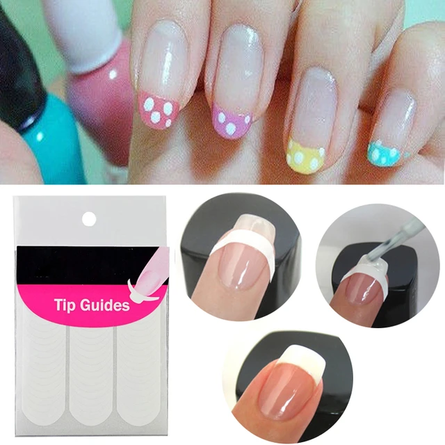 48/480pcs Nails Sticker Stencil Tips Guide French Manicure Nail Art Decals  Form Fringe DIY Sencil 3D Styling Beauty Tools - AliExpress
