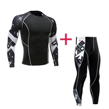 Компрессионная Спортивная одежда для фитнеса, тренировочный комплект, сухая футболка, леггинсы для спортзала, баскетбольные колготки, Мужской полный костюм, спортивный костюм, спортивный костюм