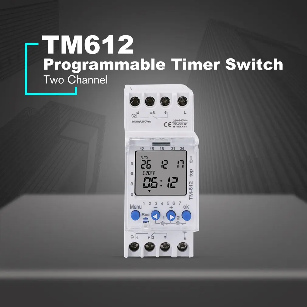 SINOTIMER 220 В TM612 двухканальный таймер 7 дней 24 часа программируемый электронный ЖК