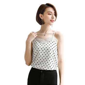 

Cz1572 Inside Build Backing Shirt V Collar Loose Top Wave Point Small Sling Vest Female Outside Wear