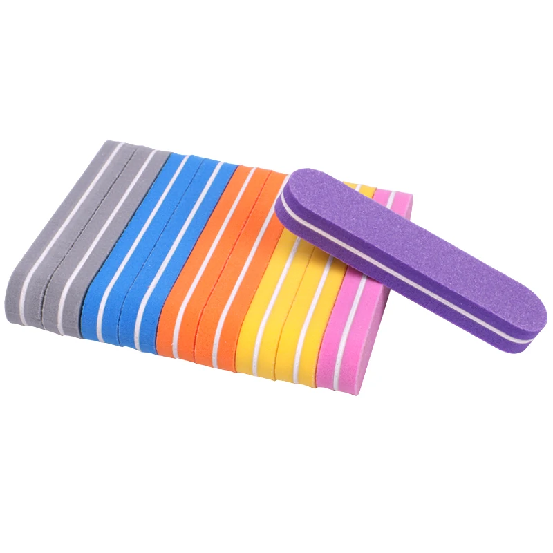 50Pcs 믹스 컬러 미니 네일 파일 버퍼 스폰지 100/180 그릿 양면 샌딩 블록 젤 폴리싱 폼 매니큐어 네일 아트 파일