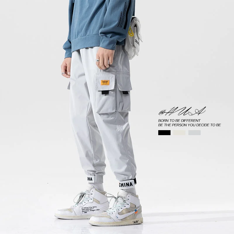 Privathinker Velcro Multi Pocket Men Cargo Pants Hip Hop Casual Fashion