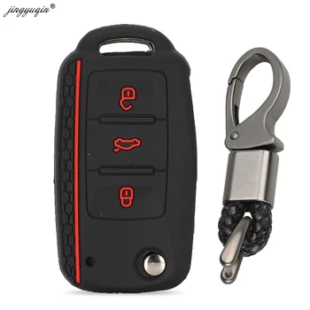 Keyforkess 100pcs custodia protettiva per chiave in Silicone per VW Golf Fit Skoda Yeti superba rapida Octavia SEAT Leon ibiza portachiavi a 3 pulsanti