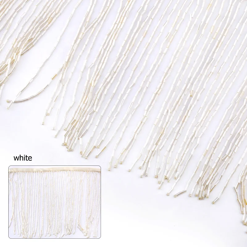 white 15 см, круглые бусины, отделка 5,5 ярдов, цветная бахрома с бахромой, высокое качество, для свадебного украшения платья или украшения штор своими руками - Цвет: white