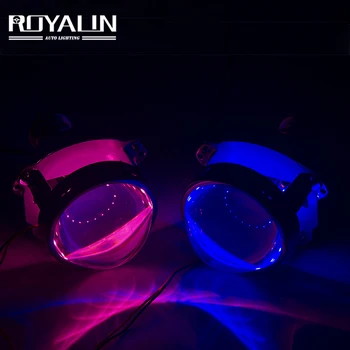 

ROYALIN 3.0inch Full Metal Super H1 Bi Xenon Projector Headlights Lenses With Devil Eyes For H4 H7 9005 9006 Car Lamp Retrofit