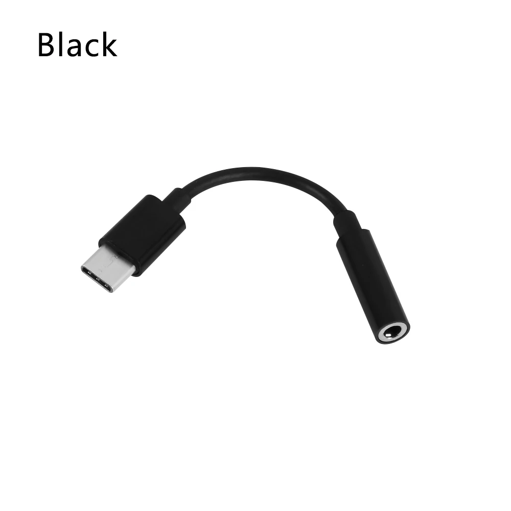 Преобразователь для наушников type C USB до 3,5 мм разъем для наушников, аудио кабель адаптер для Huawei Mate 10 P20 Pro Аксессуары для телефонов - Цвет: Black