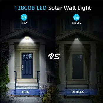 

Bright Motion Sensor Spotlight Wall Lamp PIR Garden Energy Saving Flood Light Durable COB Solar Powered White Outdoor