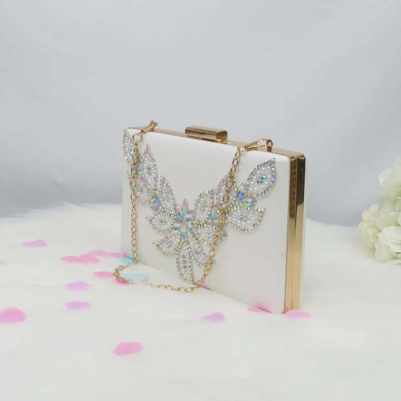 BaoYaFang 화이트 비즈 진주 웨딩 슈즈, 신부 포인티드 토 스퀘어, 두꺼운 하이힐, 파티 드레스 슈즈 및 가방 세트, 발목 스트랩