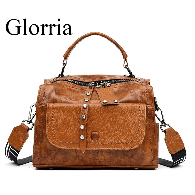 Glorria, винтажный рюкзак с заклепками для девочек, школьная сумка, дорожная сумка,, женские ручные сумки, женская сумка, многофункциональная сумка, Mochilas