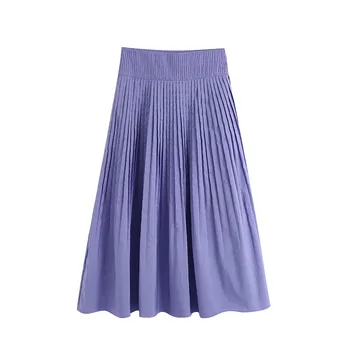

Women 2020 Chic Fashion Pleated Solid Midi Skirt Vintage High Waist Side Zipper Female Skirts Faldas Mujer