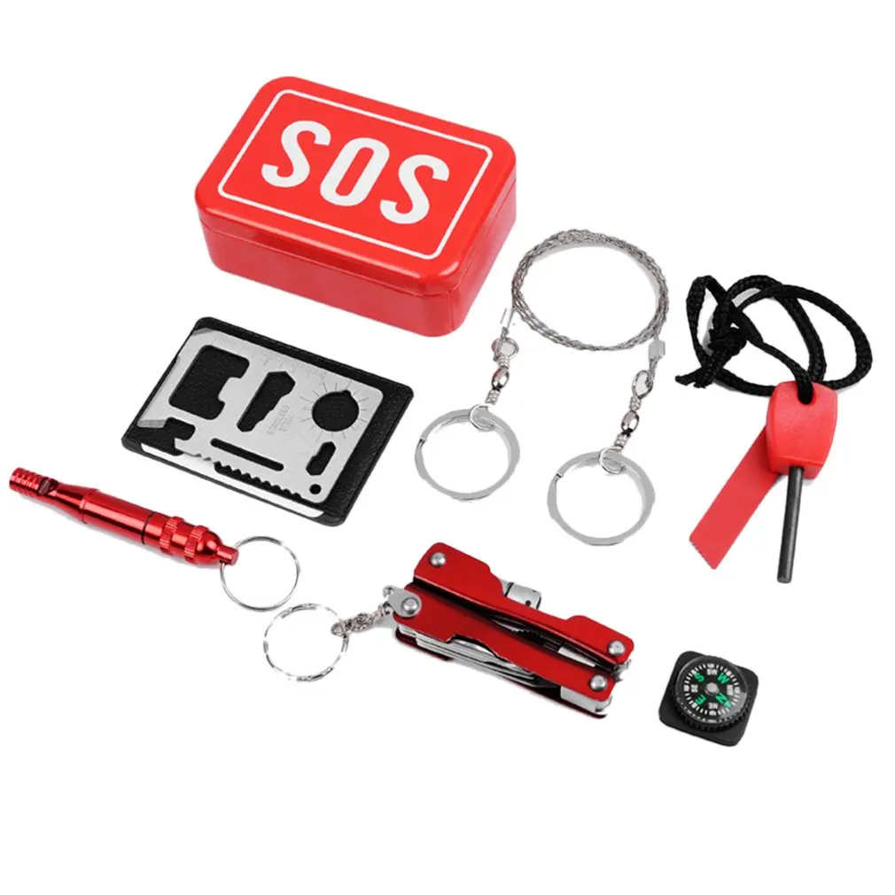 

First Aid Emergency Box Metal+Plastic Survival Supplies Outdoor Self-Rescue Equipment Camping Multifunctional Tool 1 Set