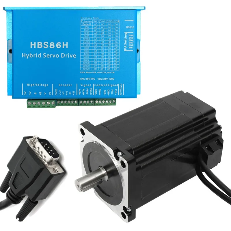 

1 Set 6A HSS86 Hybrid Step-servo Driver CNC Controller Kit Closed Loop 8.5N.m Servo motor Stepper Motor New Arrival