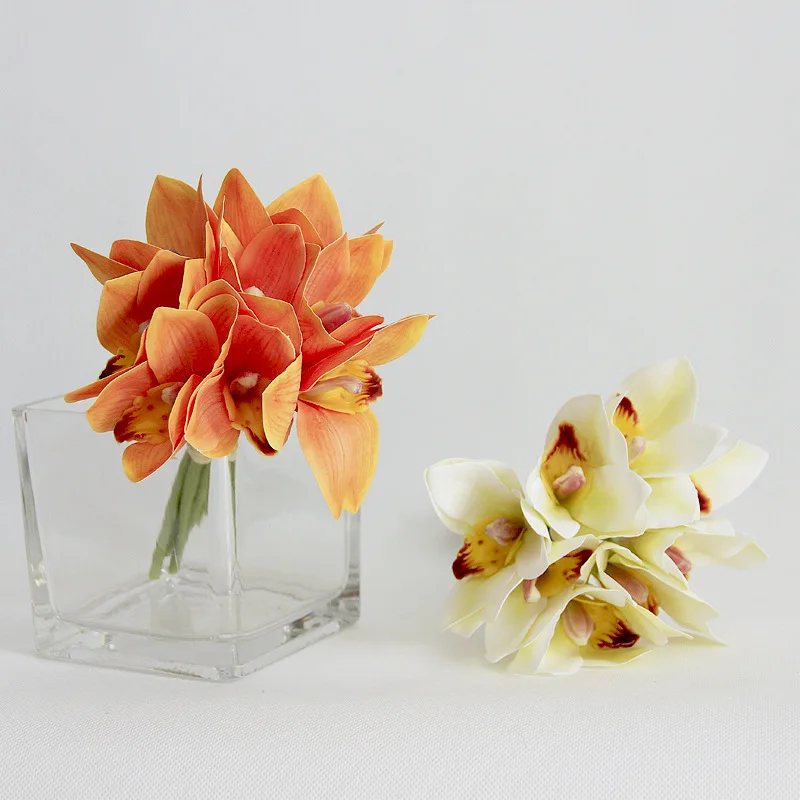 8 шт./букет, 3D печать, искусственные цветы, Cymbidium, реквизит для съемки, домашний декор, Свадебная вечеринка, Декор, цветы для невесты