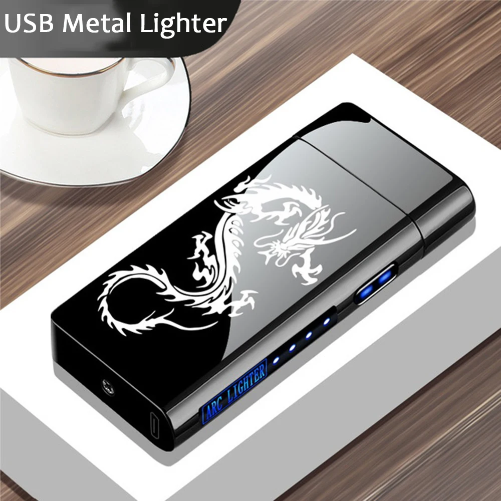 Портативный Зажигалка Электрический двойной дуги USB беспламенная плазменная