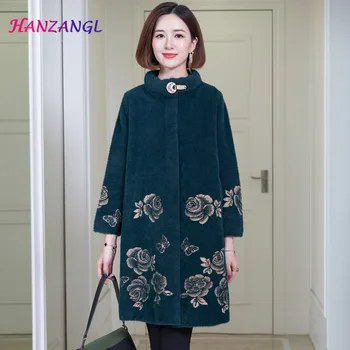 

2020 New winter mother clothes Imitation mink cashmere coat 40 50 years old middle-aged women's warm overcoat plus size M-4XL